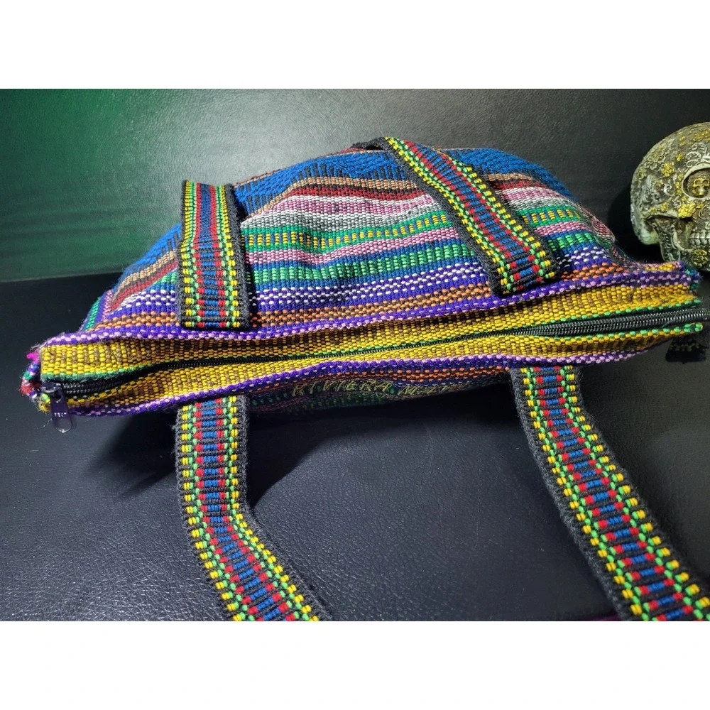 Riviera Maya Pinzon Hobo Shoulder Bag Bright Striped Woven Zipper Purse Beach